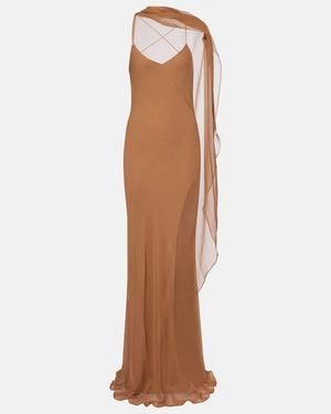 The Sei Robe Longue En Satin De Soie - Marron