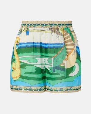Tory Burch Printed Cotton Shorts - Green