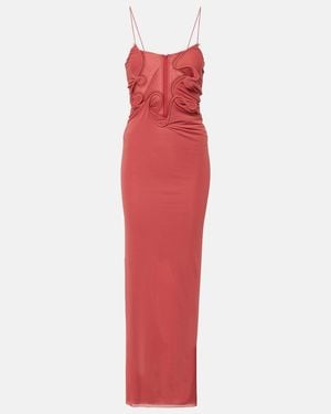 Christopher Esber Molded Venus Cutout Mesh Maxi Dress - Red