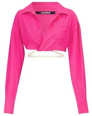 Jacquemus La Chemise Laurier Cropped Shirt - Pink