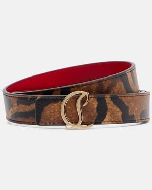 Christian Louboutin Leopard-Print Leather Belt - Red