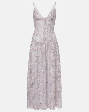 JACQUES WEI Embellished Lace Cocktail Dress - Purple