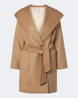 Max Mara Abrigo Envolvente De Pelo Con Cinturon - Marrón