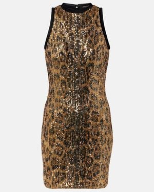 Roberto Cavalli Sequined Leopard-Print Minidress - Metallic