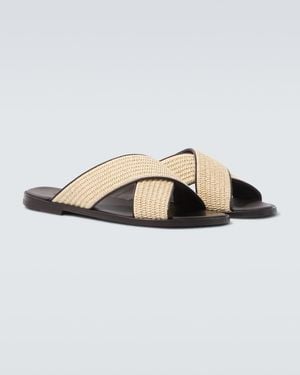 Manolo Blahnik Sandalias Otawi De Rafia Con Piel - Marrón
