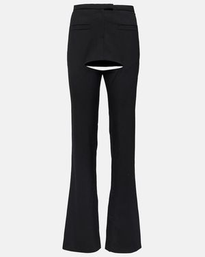 Courreges Cutout Wool-Blend Flared Trousers - Black