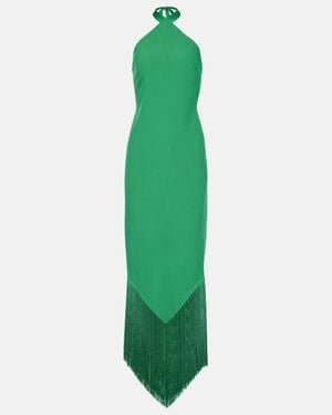 Taller Marmo Nina Fringed Crepe Cady Maxi Dress - Green