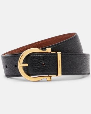 Ferragamo Gancini Reversible Leather Belt - Black