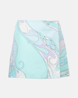 PUCCI Orchidee Silk Twill Miniskirt - Blue