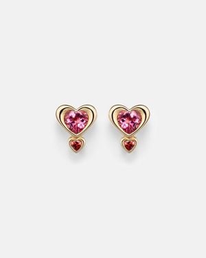 Roxanne First 14Kt Single Earring With Tourmaline And Garnet - Pink