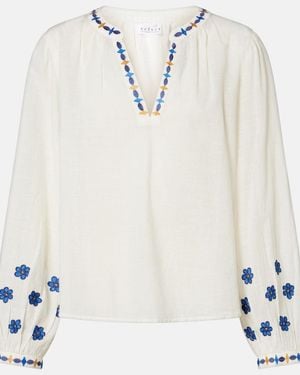 Velvet Amani Embroidered Cotton Blouse - White