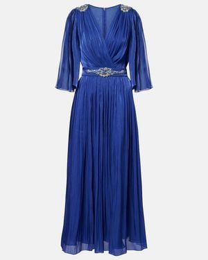 Costarellos Embellished Lurex Georgette Gown - Blue