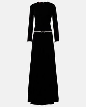 Gucci Horsebit Embellished Jersey Maxi Dress - Black