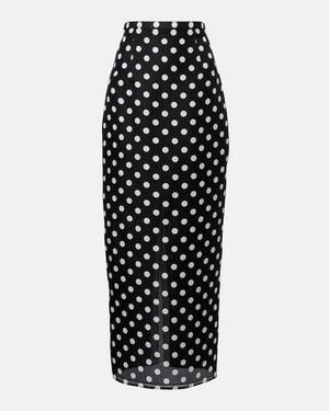 KHAITE Winton Polka-Dot High-Rise Silk Maxi Skirt - Black