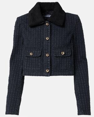 Self-Portrait Embellished Cropped Denim Jacket - Blue