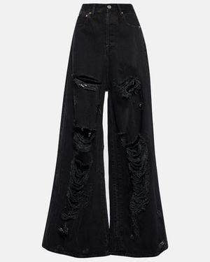 Vetements Distressed Wide-Leg Jeans - Black
