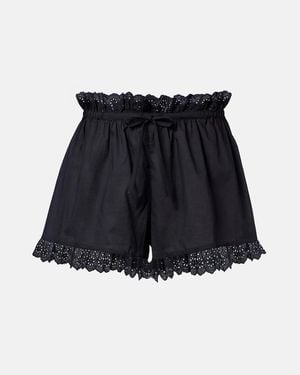 Poupette Cory Broderie Anglaise Cotton Poplin Shorts - Blue
