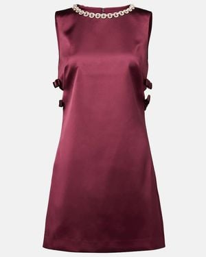 Self-Portrait Crystal-Embellished Cut-Out Satin Mini Dress - Purple