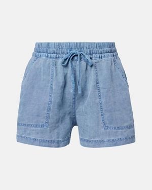 Velvet Sutton Linen Shorts - Blue