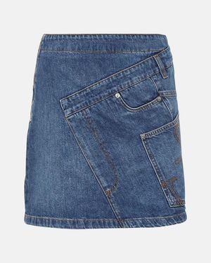 JW Anderson Twisted Asymmetric Denim Miniskirt - Blue