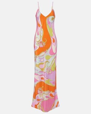PUCCI Orchidee Silk Twill Maxi Dress - White