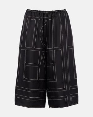 TOTEME Embroidered Silk Bermuda Shorts - Black