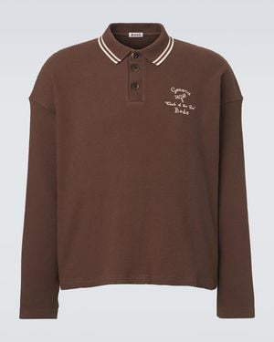 Bode Geneva Waffle-Knit Cotton Polo Sweater - Brown