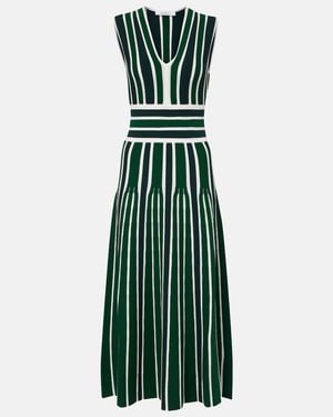 Max Mara Stripe Tallone Knitted Midi Dress - Green