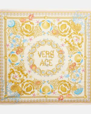Versace Tuch Underwater Barocco Aus Seiden-Twill - Mettallic