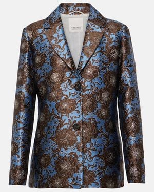Max Mara Kate Floral Jacquard Blazer - Blue