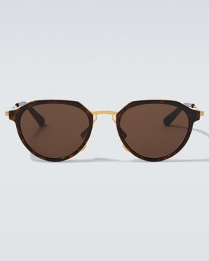 Bottega Veneta Thin Triangle Round Sunglasses - Brown