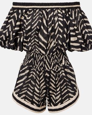 Johanna Ortiz Mono De Algodon Estampado - Negro