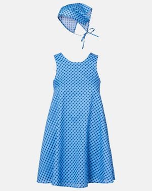 Montce Betsie Plaid Cotton Minidress And Scarf Set - Blue