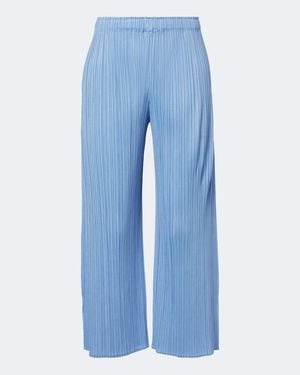 Pleats Please Issey Miyake Monthly Colors: August Pleated Wide-Leg Trousers - Blue