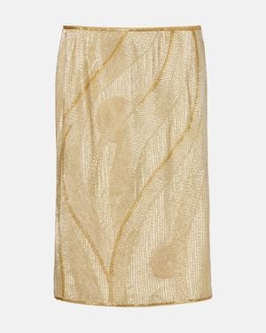 Versace Verzierter Midirock Aus Crepe De Chine - Natur