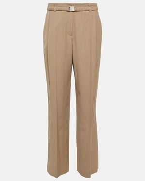 Brunello Cucinelli High-Rise Straight Wool-Blend Pants - Natural