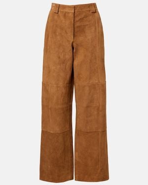 Tory Burch Suede Wide-Leg Trousers - Brown