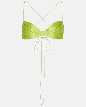 The Sei Silk Satin Bra Top - Green