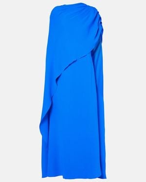 Oscar de la Renta Draped Silk-Blend Georgette Gown - Blue