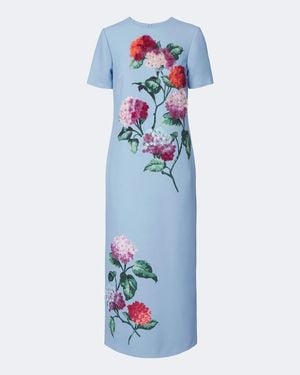 Carolina Herrera Vestido Midi Floral Adornado - Azul