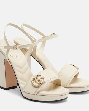 Gucci New Marmont Gg Leather Sandals - Natural