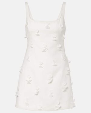 Jonathan Simkhai Calinn Floral-Applique Linen-Blend Minidress - White
