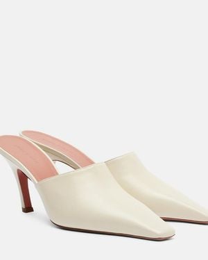AMINA MUADDI Jamie 80 Leather Mules - White