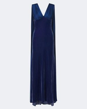 Jonathan Simkhai Mariselle Caped Velvet Gown - Blue