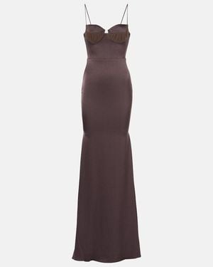 Alex Perry Satin Bustier Maxi Gown - Purple