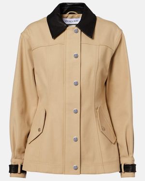Veronica Beard Talla Leather-Trimmed Cotton Blouson Jacket - Natural