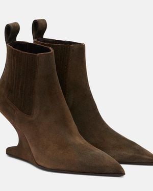 Rick Owens Suede Ankle Boots - Brown