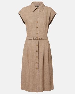 Loro Piana Maise Belted Linen Crepe Shirt Dress - Natural