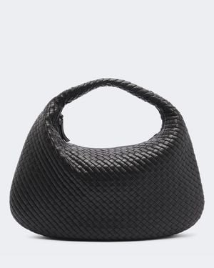 Bottega Veneta Maxi Veneta Intrecciato Leather Shoulder Bag - Black