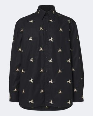 Simone Rocha Embroidered Cotton Poplin Shirt - Black